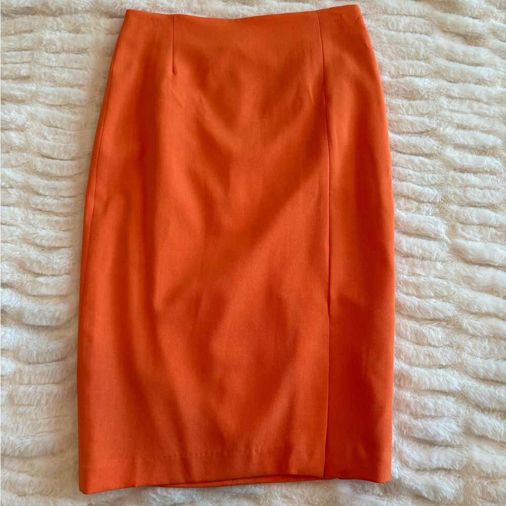 Tahari Arthur S. Levine Crepe Pencil Skirt, Size 4, Orange - Picture 2 of 5
